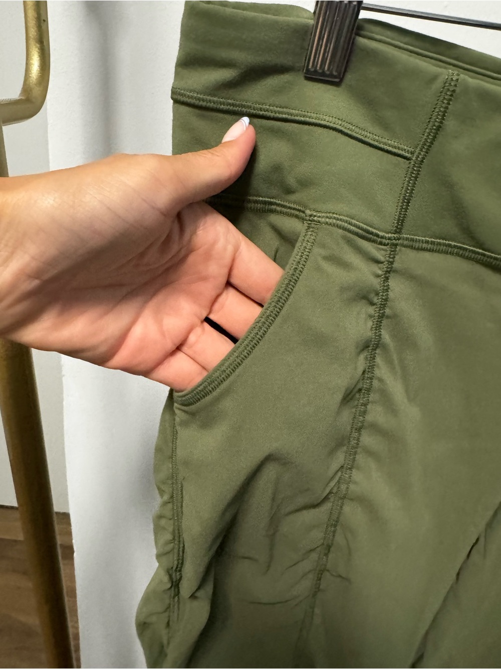Lucy Olive Green Ruched Track Pants - Picture 2 of 4
